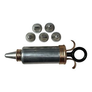 Vintage Aluminum Copper Cake Icing Decorator Set 6 Tips Cake Cookie Frosting